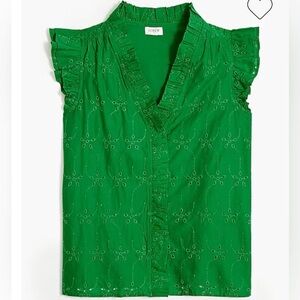 Buy 2 get one free💚j Crew factoryVibrant Green Eyelet Blouse